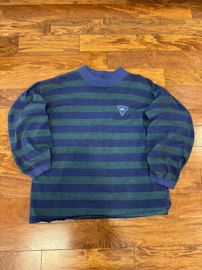 90s Quiksilver Striped Color Block Surf Long Sleeve Mock Shirt (L)