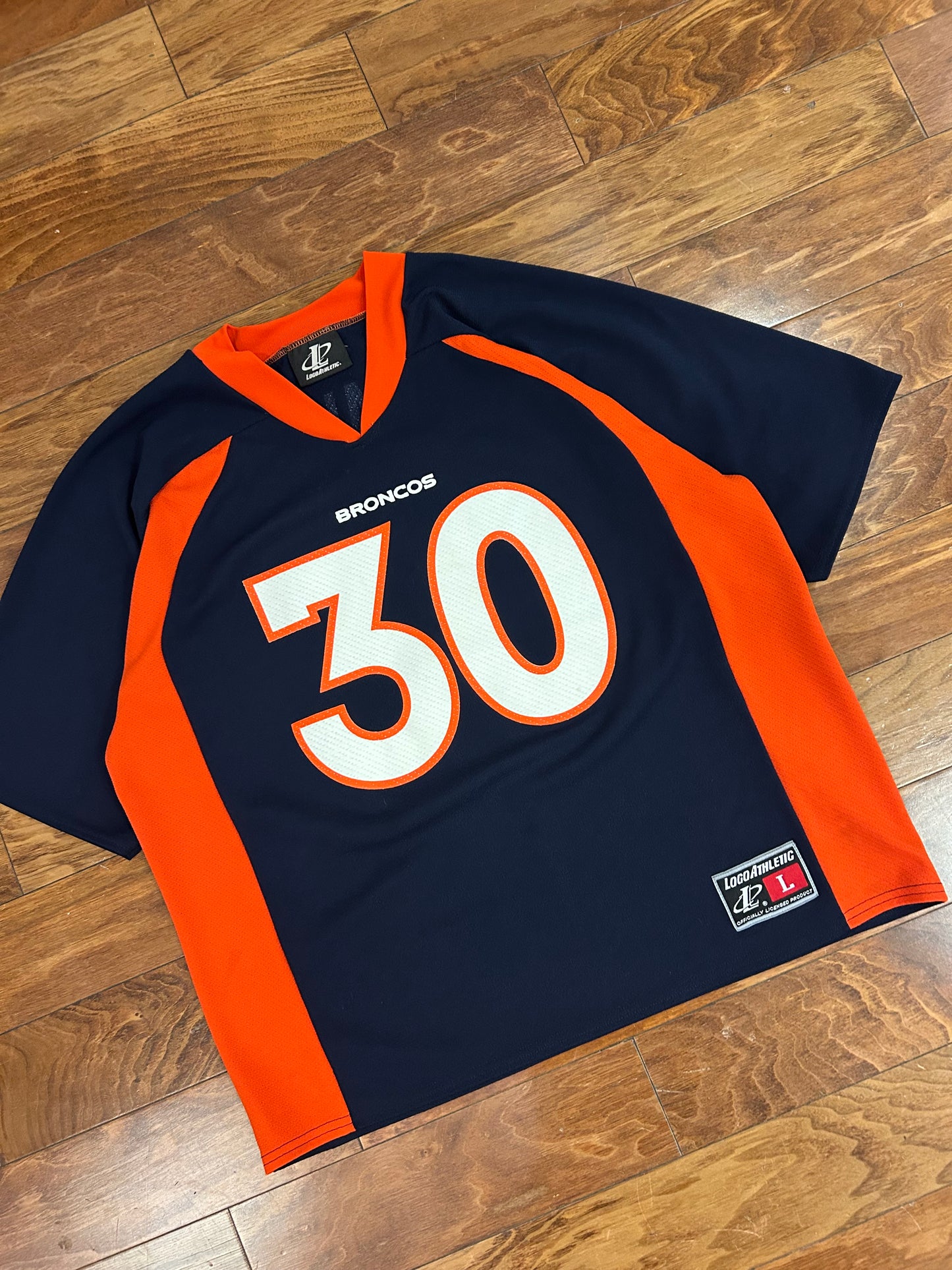 90s Denver Broncos Terrell Davis Logo Athletic Jersey (L)