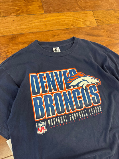 90s Broncos Starter Navy Starter Graphic Tee (L)