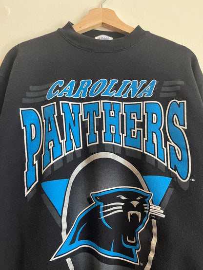 1993 Carolina Panthers Football Spell Out Black Crewneck (M)