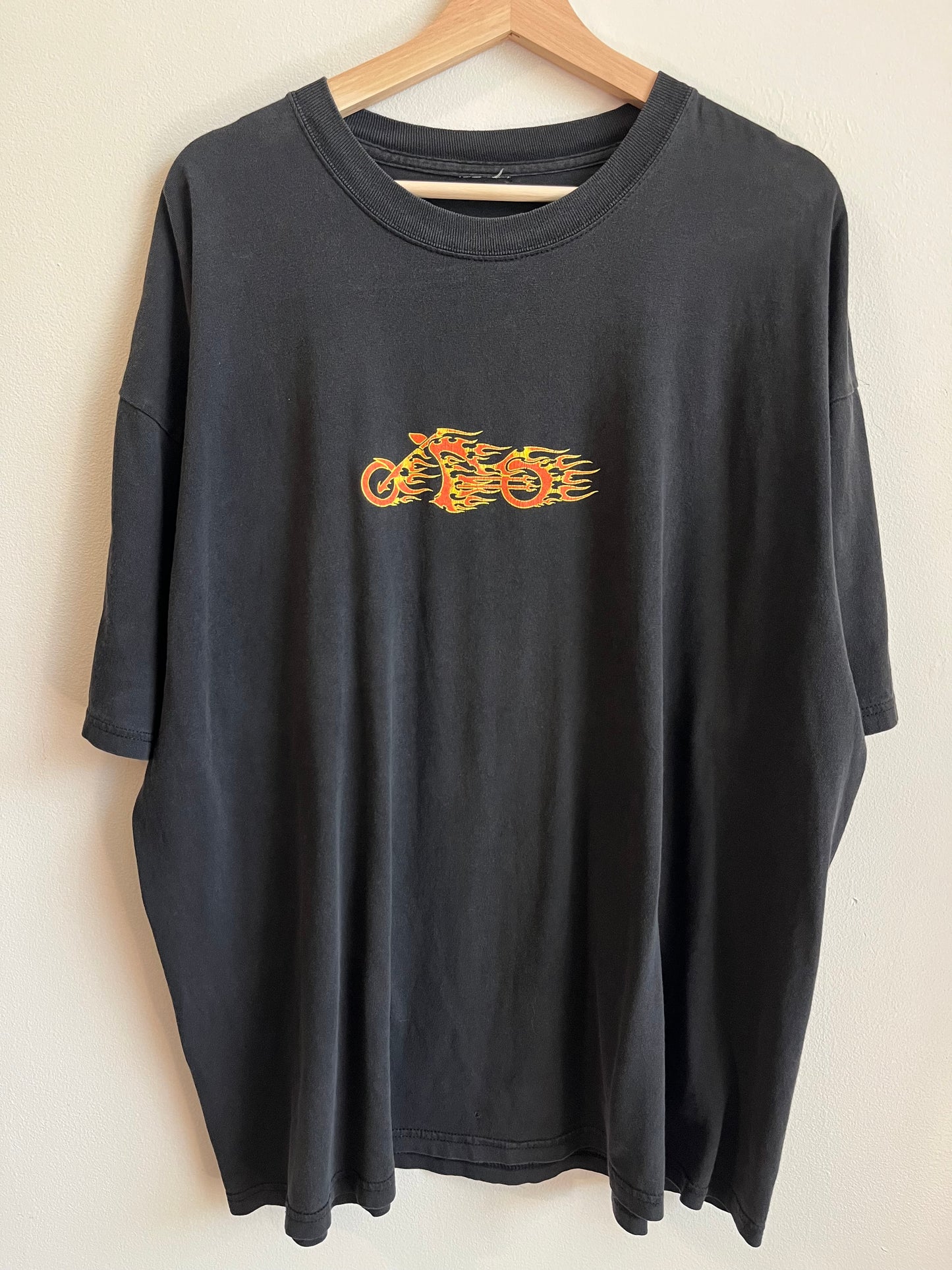 00s Flaming Chopper Black Biker Tee (XXL)