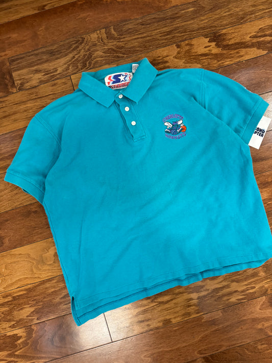 90s Charlotte Hornets Vintage Starter Boxy Polo Shirt (M)