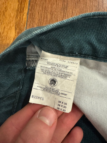 1999 Rare Carhartt B22HTG "Teal/Hunter Green" Denim Pants (38 x 30)