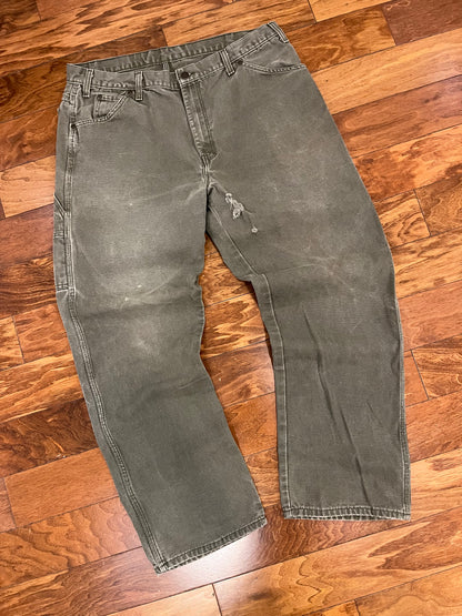 2016 Dickies Green Distressed Carpenter Pants (38 x 32)