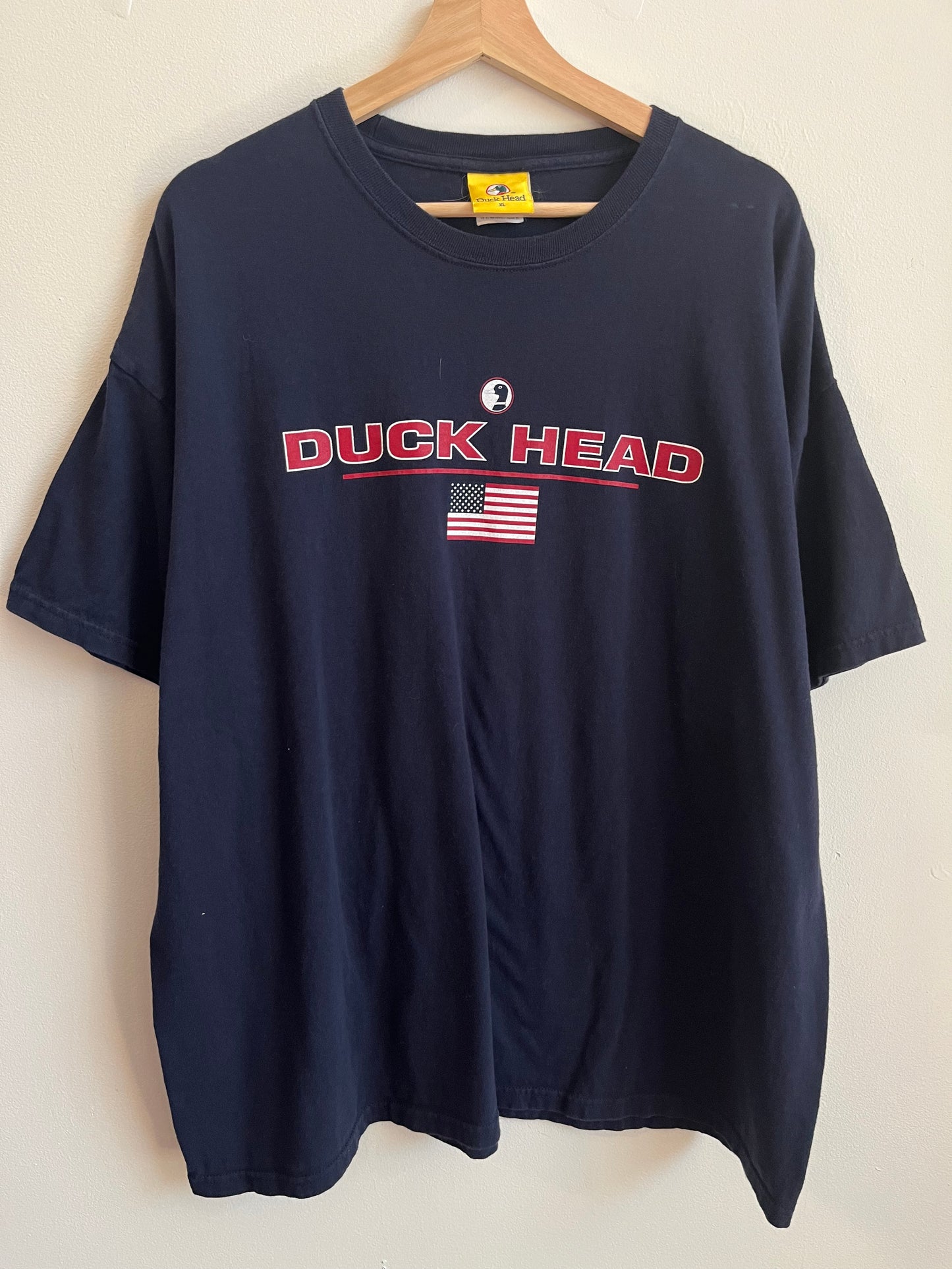 00s Duck Head Logo American Flag Navy Tee (XL)