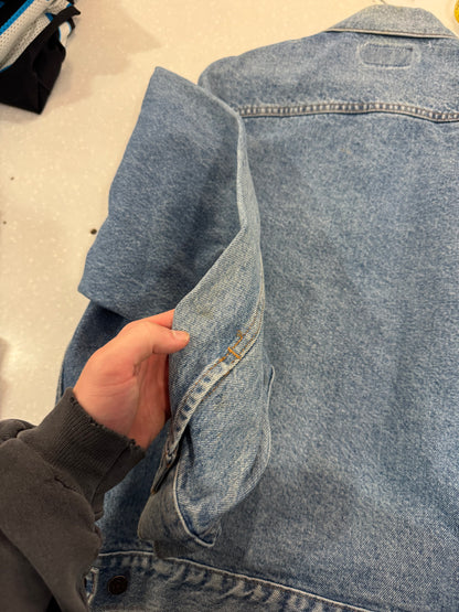 90s Carolina Panthers Light Washed Custom Levi Jacket (L)