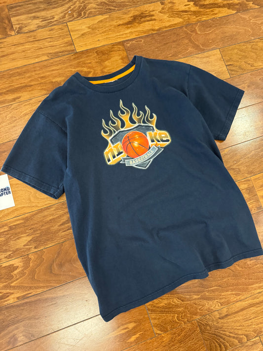 00s Nike Flames Graphic Basketball Tee (S)