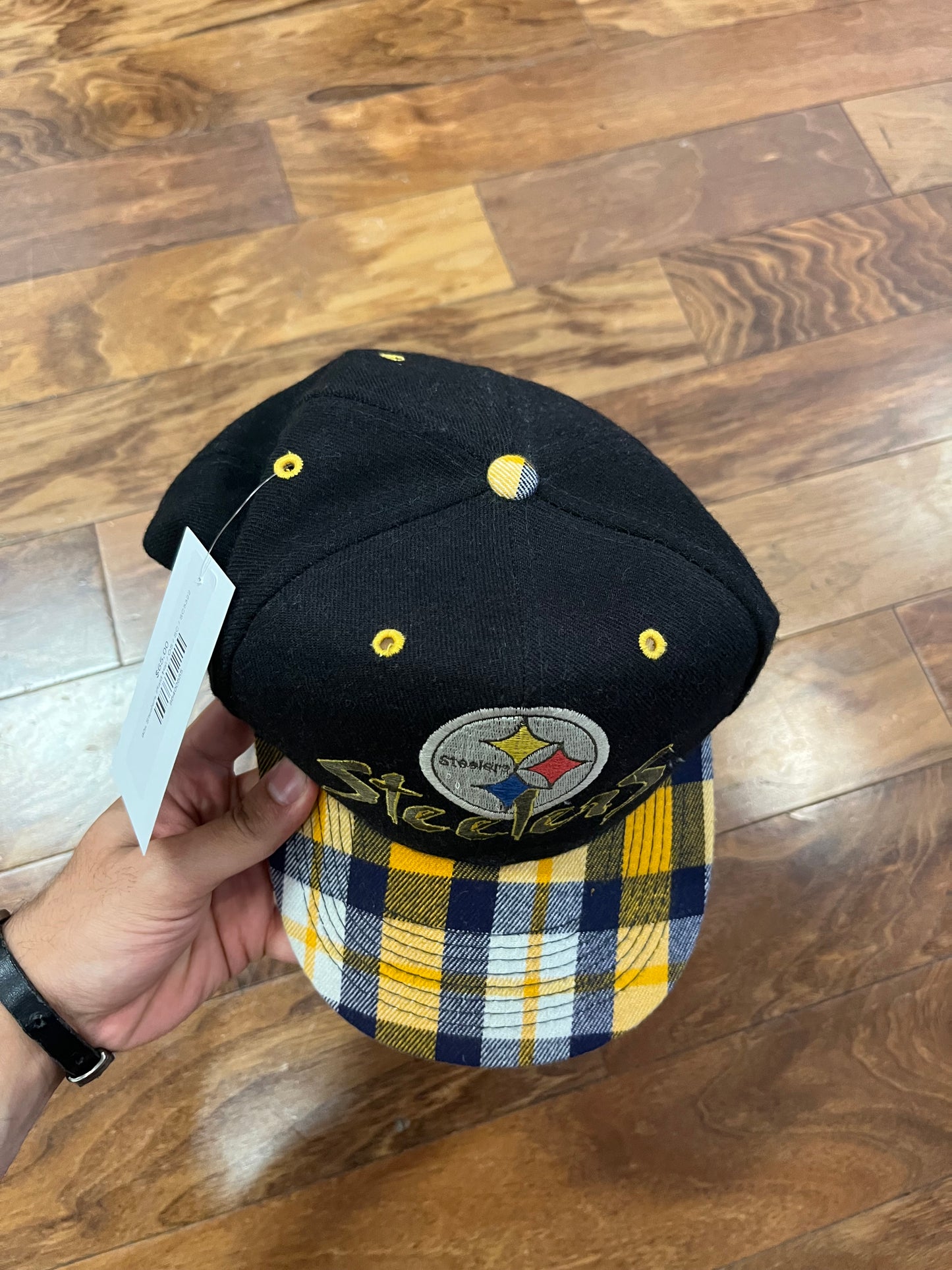 90s Pittsburgh Steelers Plaid Rare Script Hat (OS)