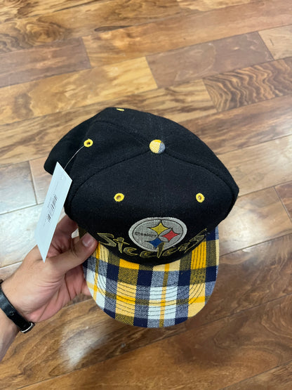 90s Pittsburgh Steelers Plaid Rare Script Hat (OS)