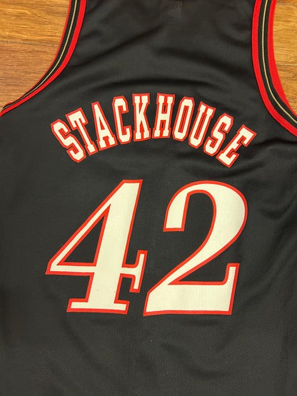 90s Philadelphia 76ers Jerry Stackhouse #42 Champion Vintage NBA Black Jersey (S)