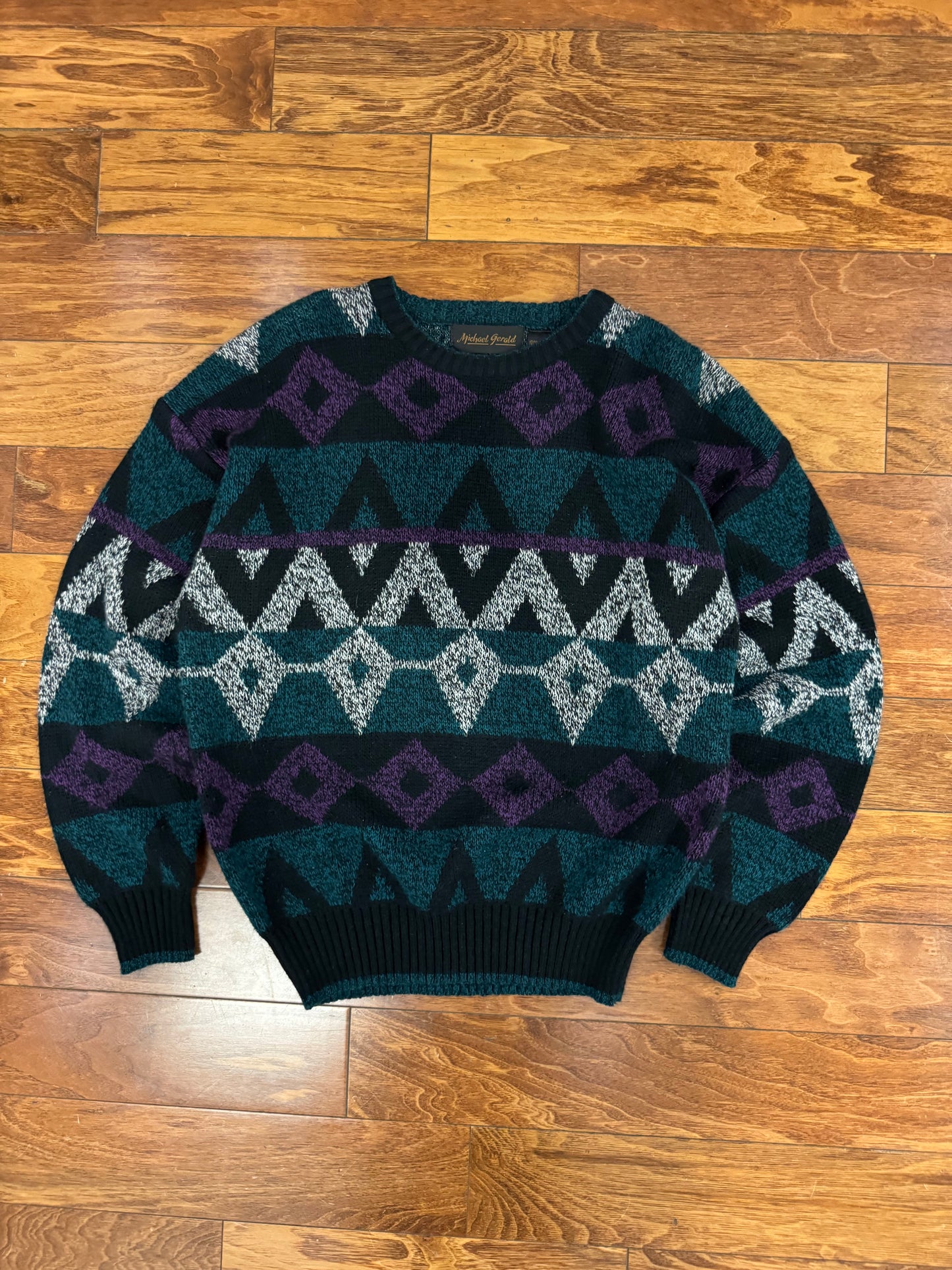 90s Michael Gerald Geometric Knit Sweater (M)