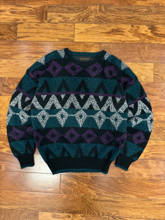 90s Michael Gerald Geometric Knit Sweater (M)