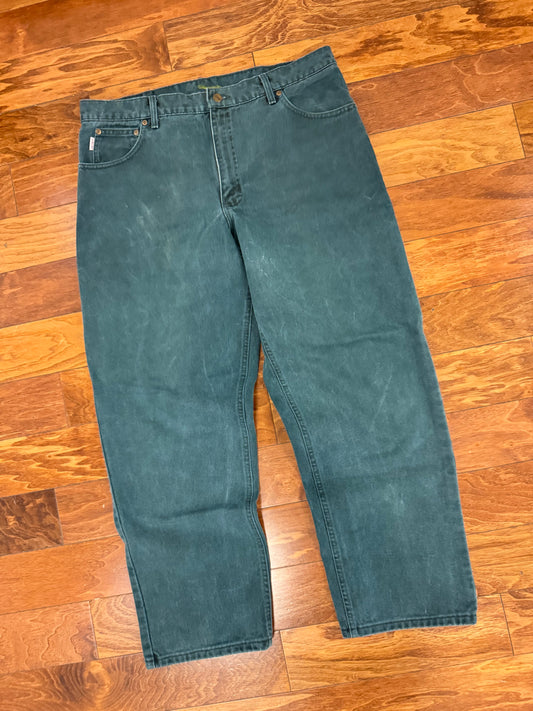 1999 Rare Carhartt B22HTG "Teal/Hunter Green" Denim Pants (38 x 30)