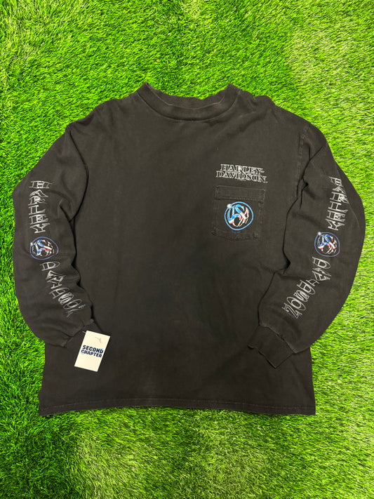 1998 Harley Davidson Aspen Valley Long Sleeve Pocket Tee (XXL)