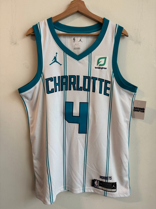 2020 Charlotte Hornets Devonte Graham Away Pinstripe Jordan Swingman Jersey (L)