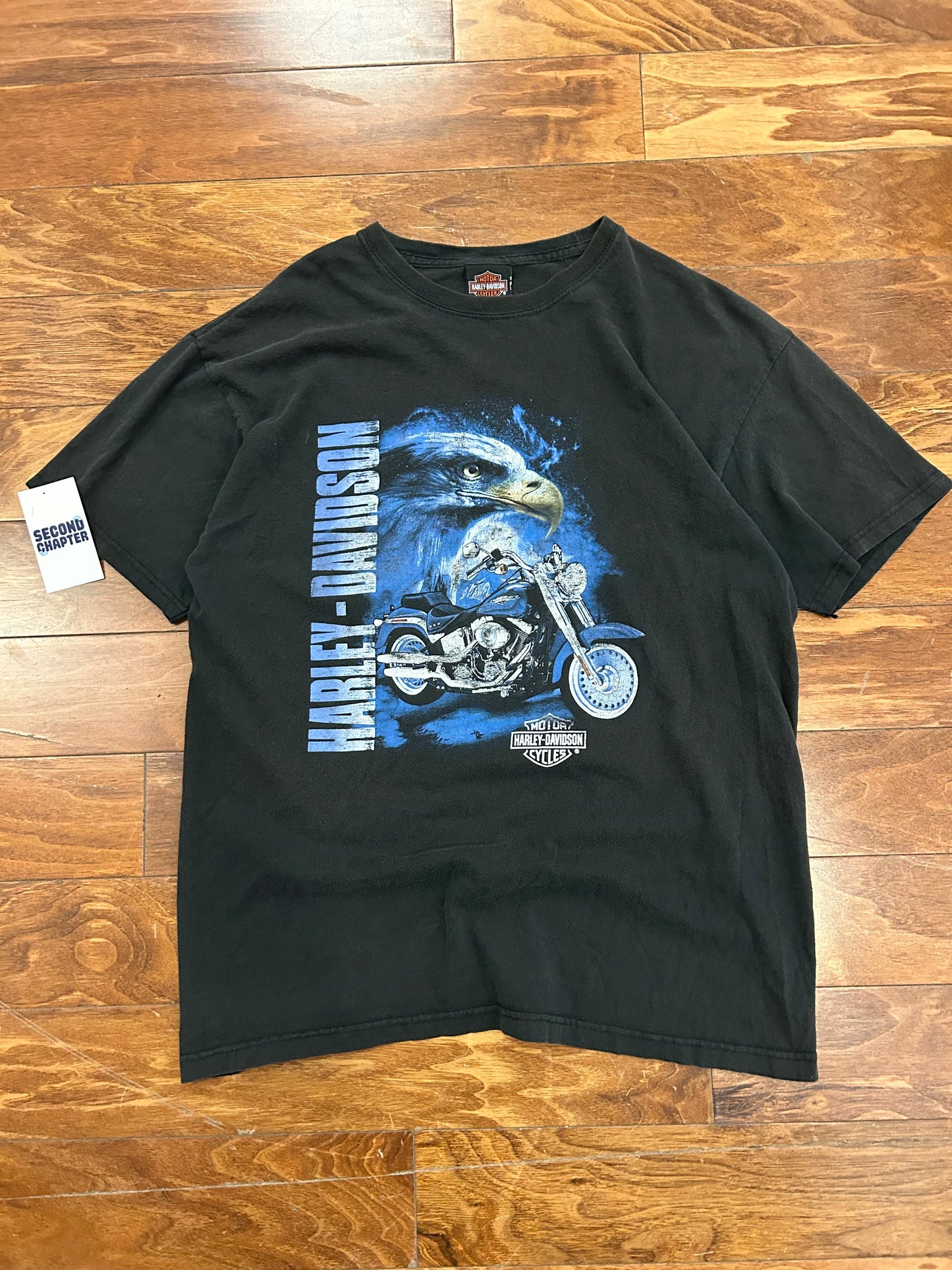 Harley Davidson Modern Blue Flame Eagle Tee (L)