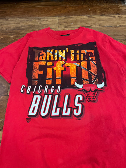 90s Chicago Bulls "Takin' The Fifth" Championship Vintage NBA Tee (L)