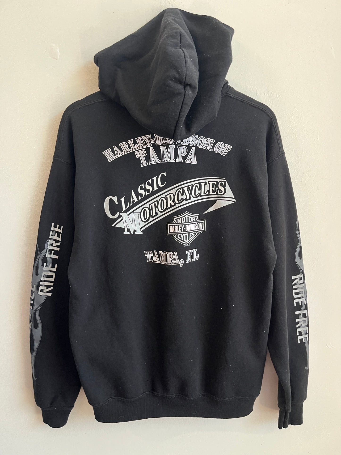 2010 Harley Davidson Flames Sleeve Hit Tampa, FL Hoodie (M)