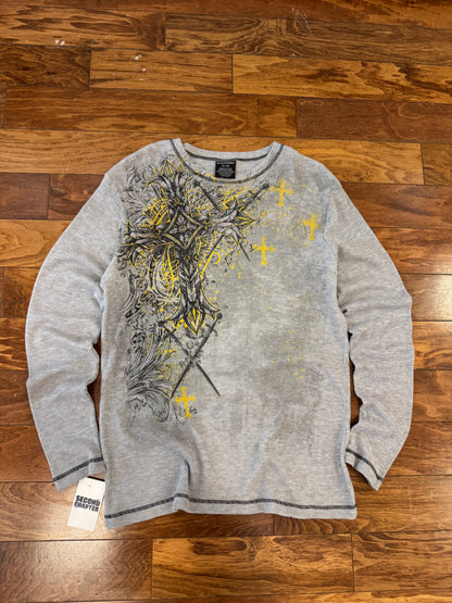 00s No Boundaries Grey Thermal Long Sleeve Shirt (XL)