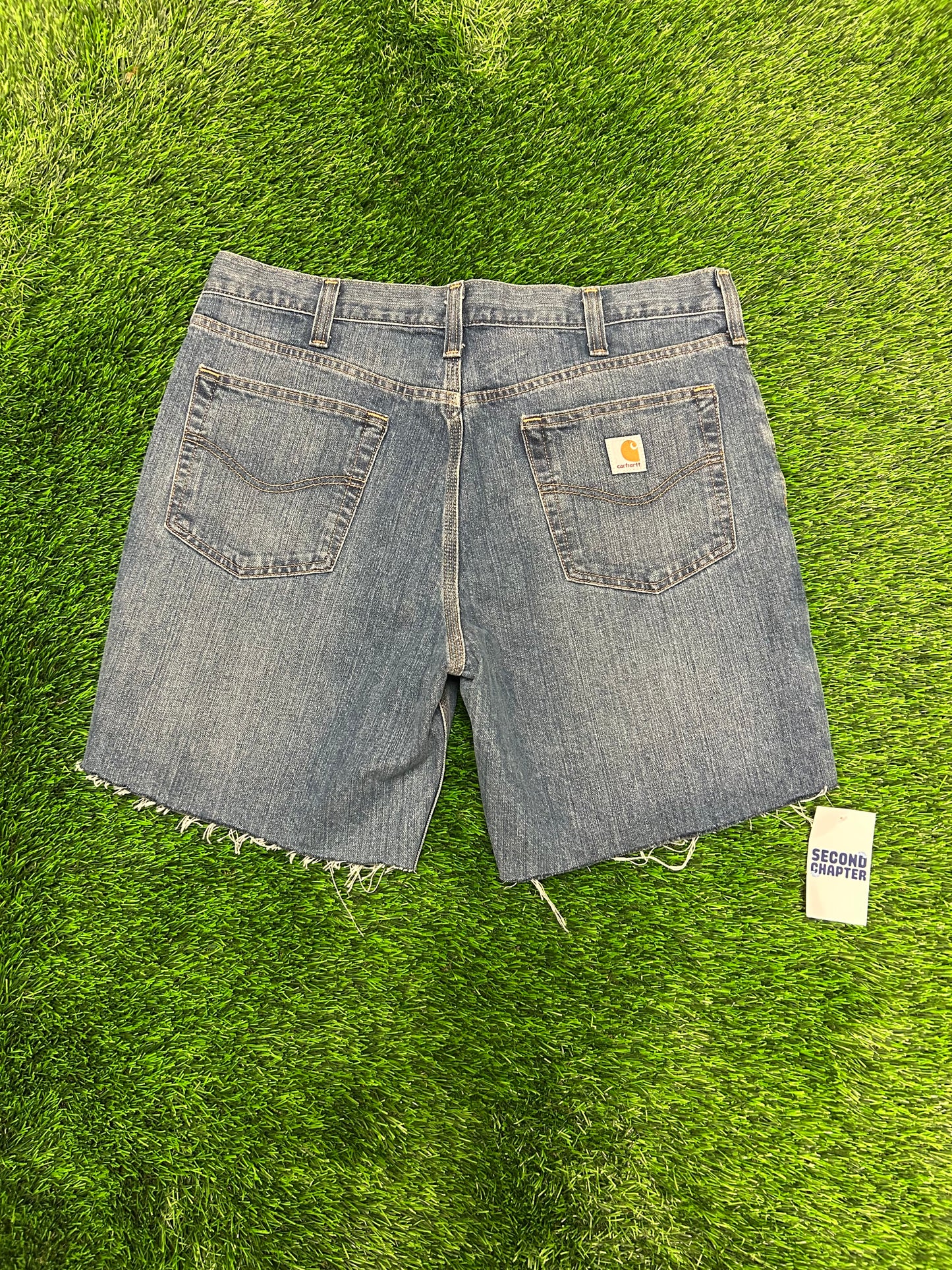 Carhartt Workwear Frayed Cut Off Jean Shorts (36)
