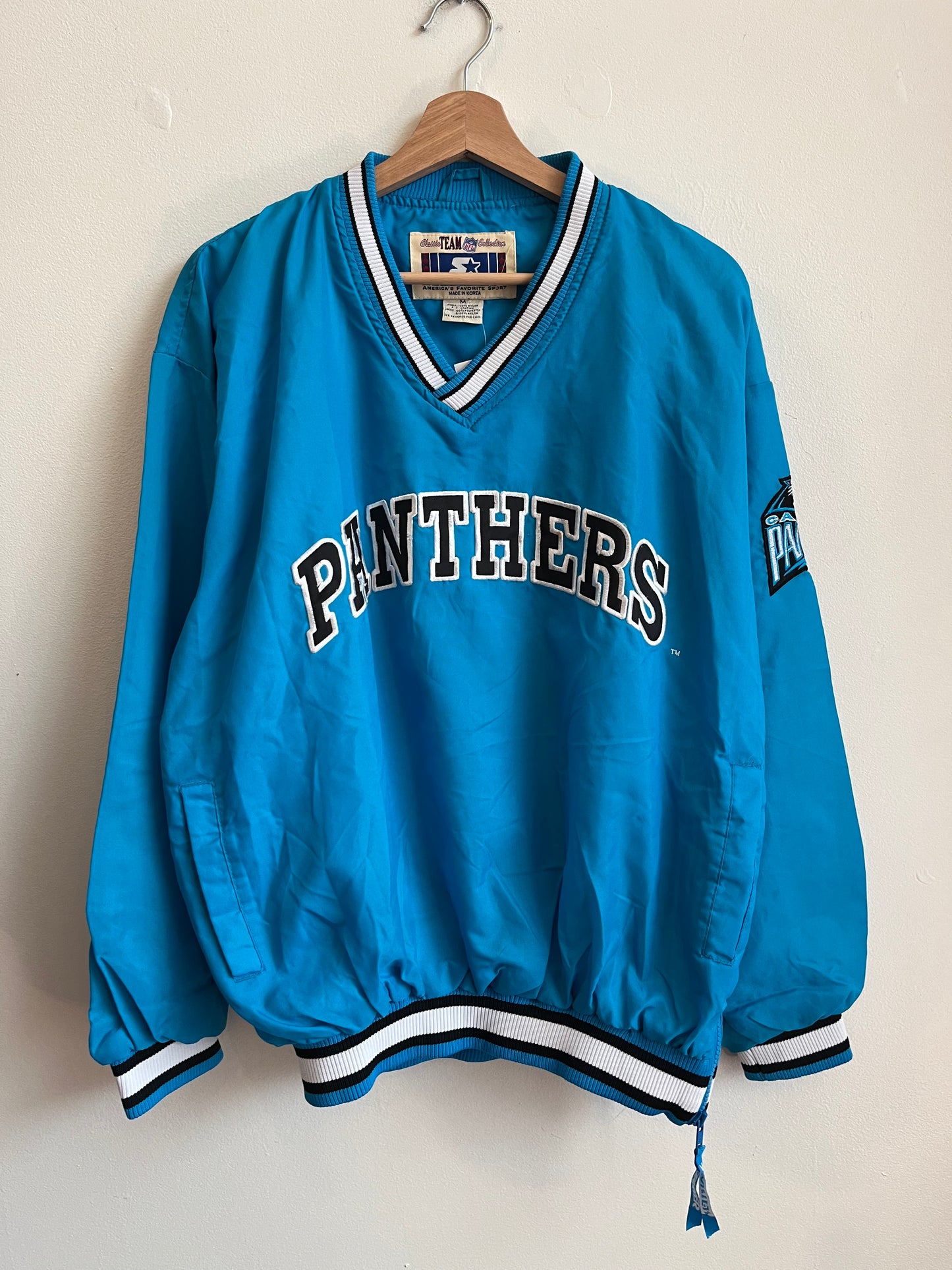 90s Carolina Panthers Embroidered Blue Starter Inaugural Season Windbreaker (M)
