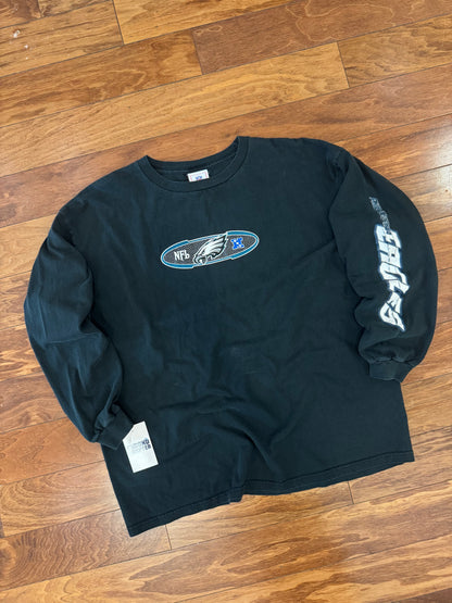 2003 Eagles NFL Black Graphic Long Sleeve Tee (XL)