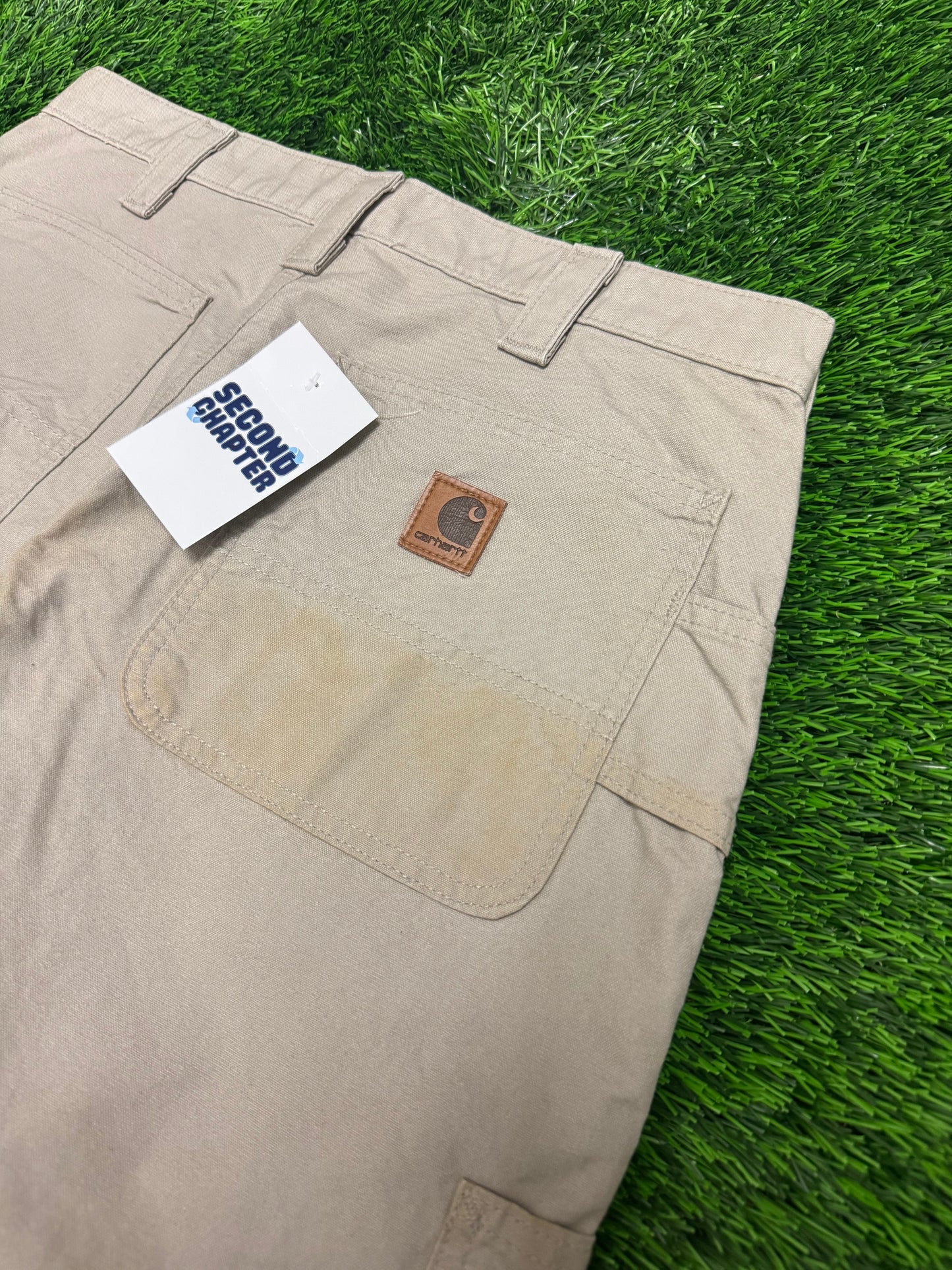 2008 Vintage Carhartt Tan Carpenter Workwear Dungaree Fit Pants (33 x 30)