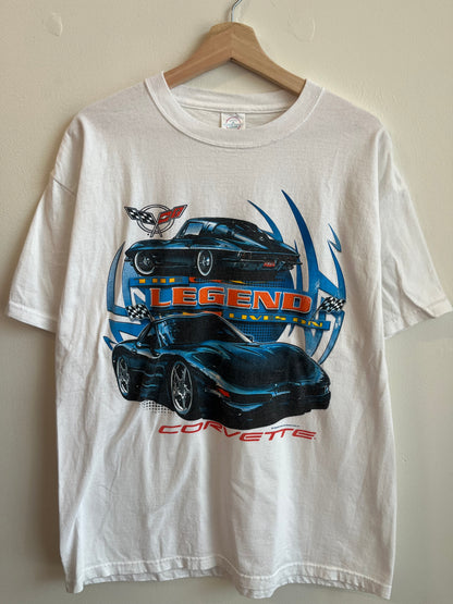 00s Corvette The Legend Lives On White Tee (L)