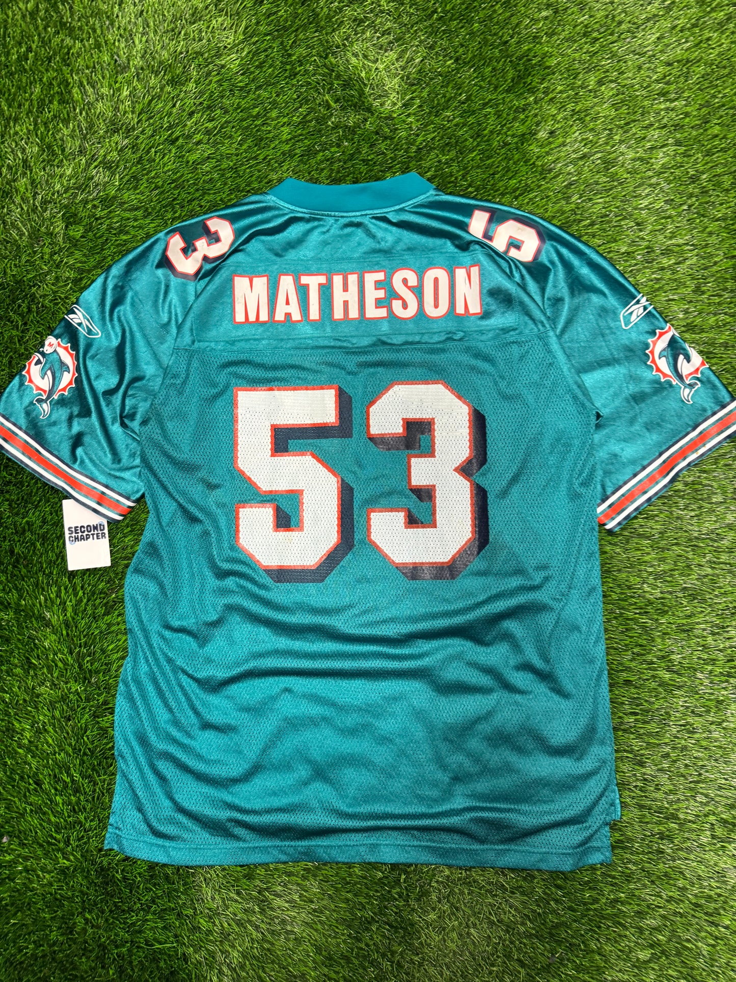 00s Miami Dolphins Bob Matheson #53 Vintage NFL Reebok Jersey (L)