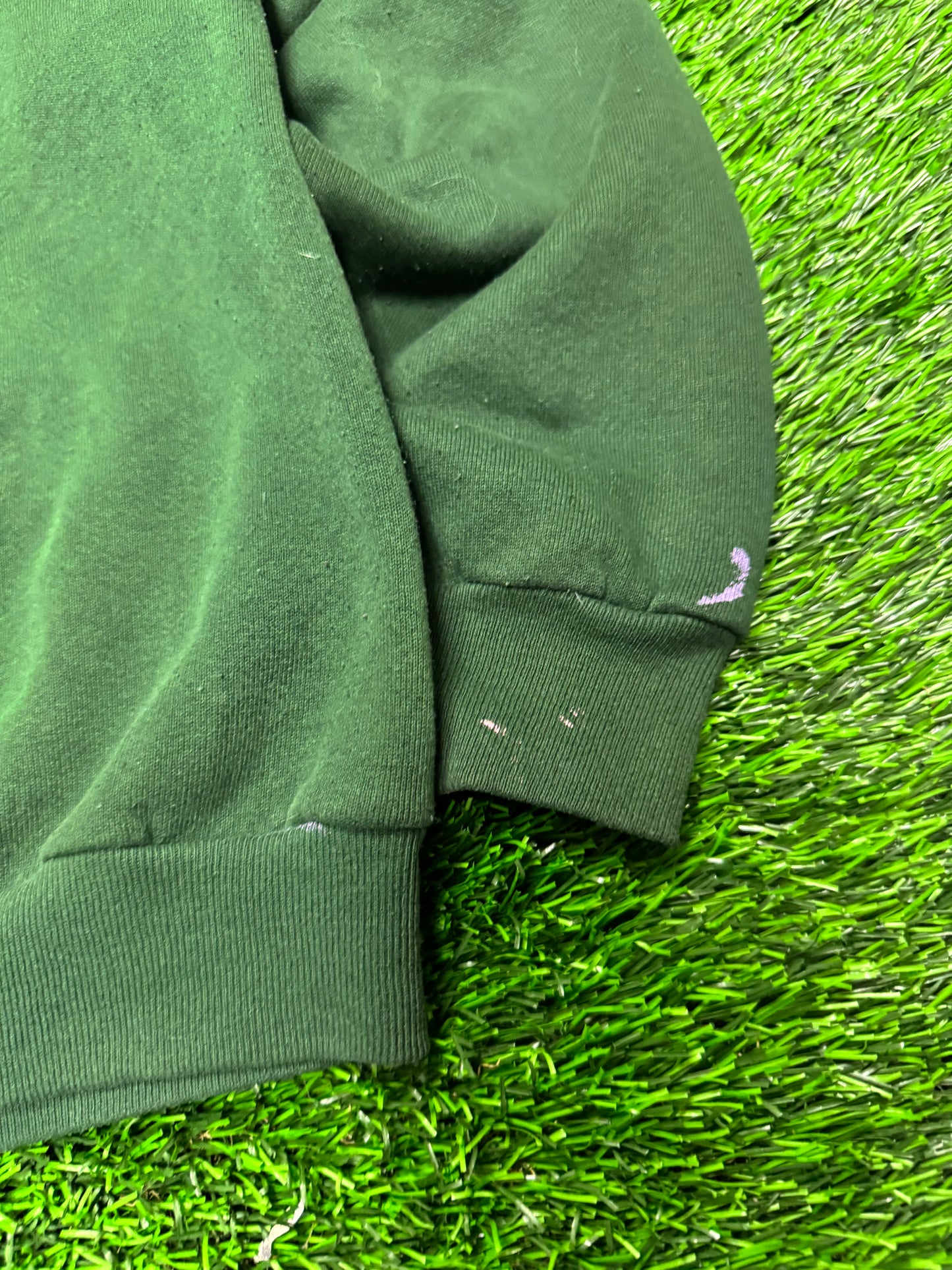 90s Harley Davidson Twin Faded Green Paint Splatter Crewneck (L)