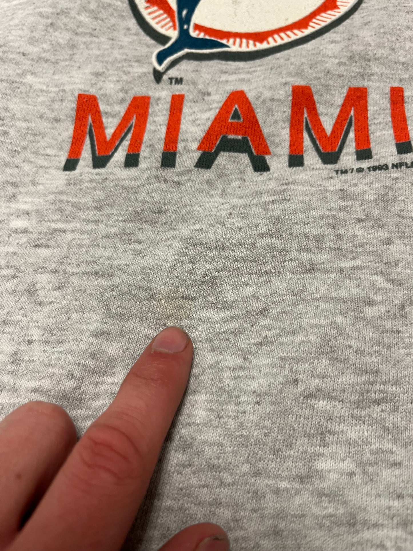 1993 Miami Dolphins Tultex Grey Crewneck (L)