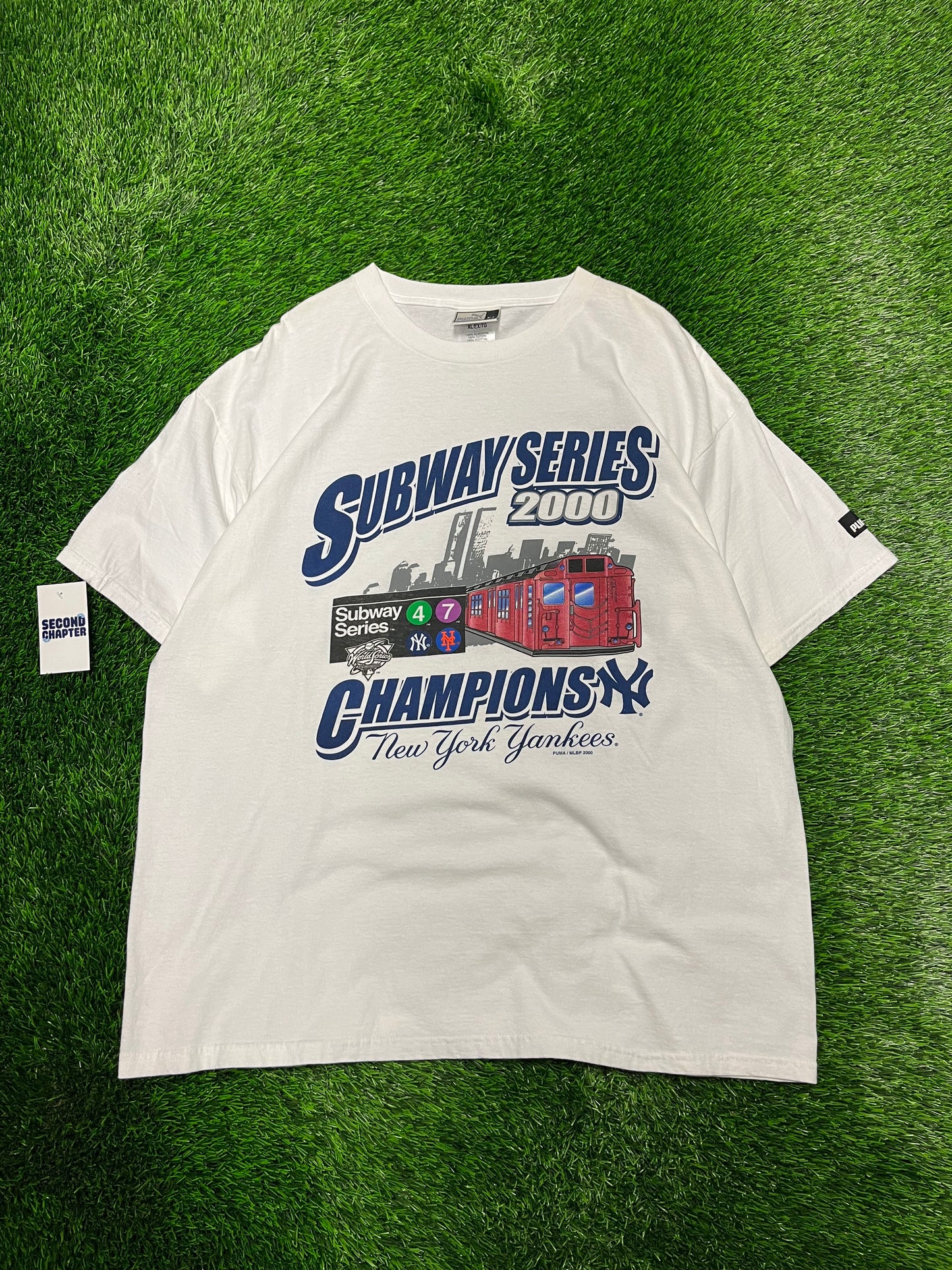 2000 New York Yankees Subway Series Vintage Puma MLB Oversized Tee (XL)
