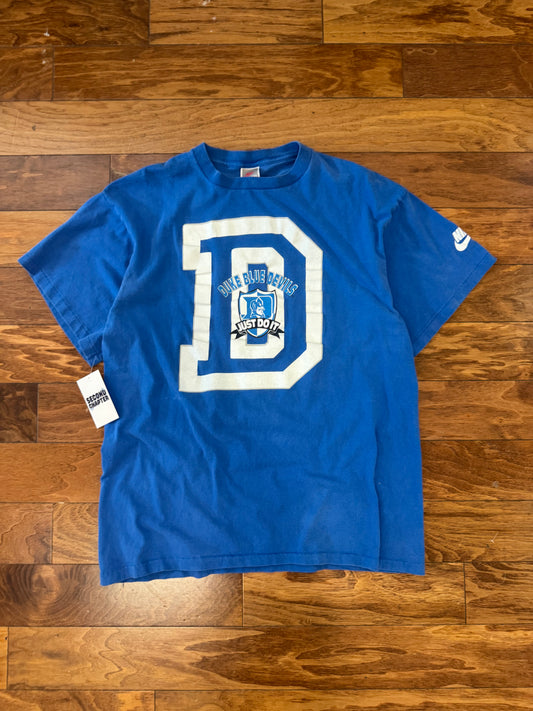 90s Duke Nike "Just Do It" Blue Tee (XL)