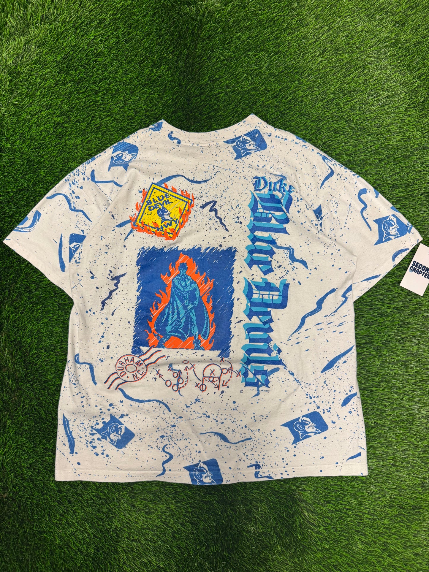 90s Duke Blue Devils Mascot AOP College Tee (XL)