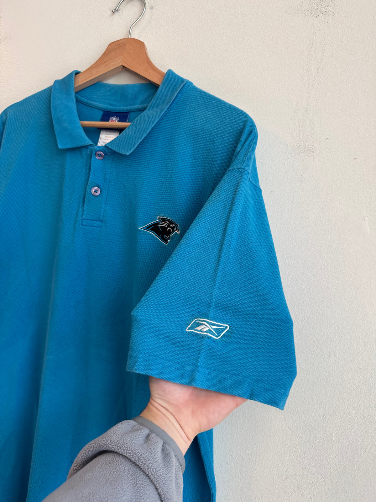 00s Carolina Panthers Reebok Blue Collar Shirt (L)