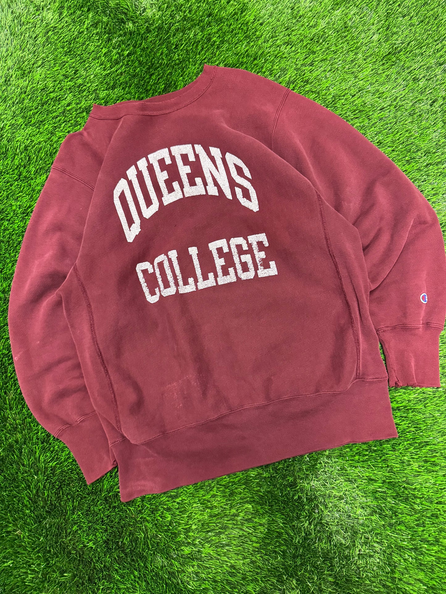 90s Queens College University Vintage Champion Reverse Weave Crewneck (XL)
