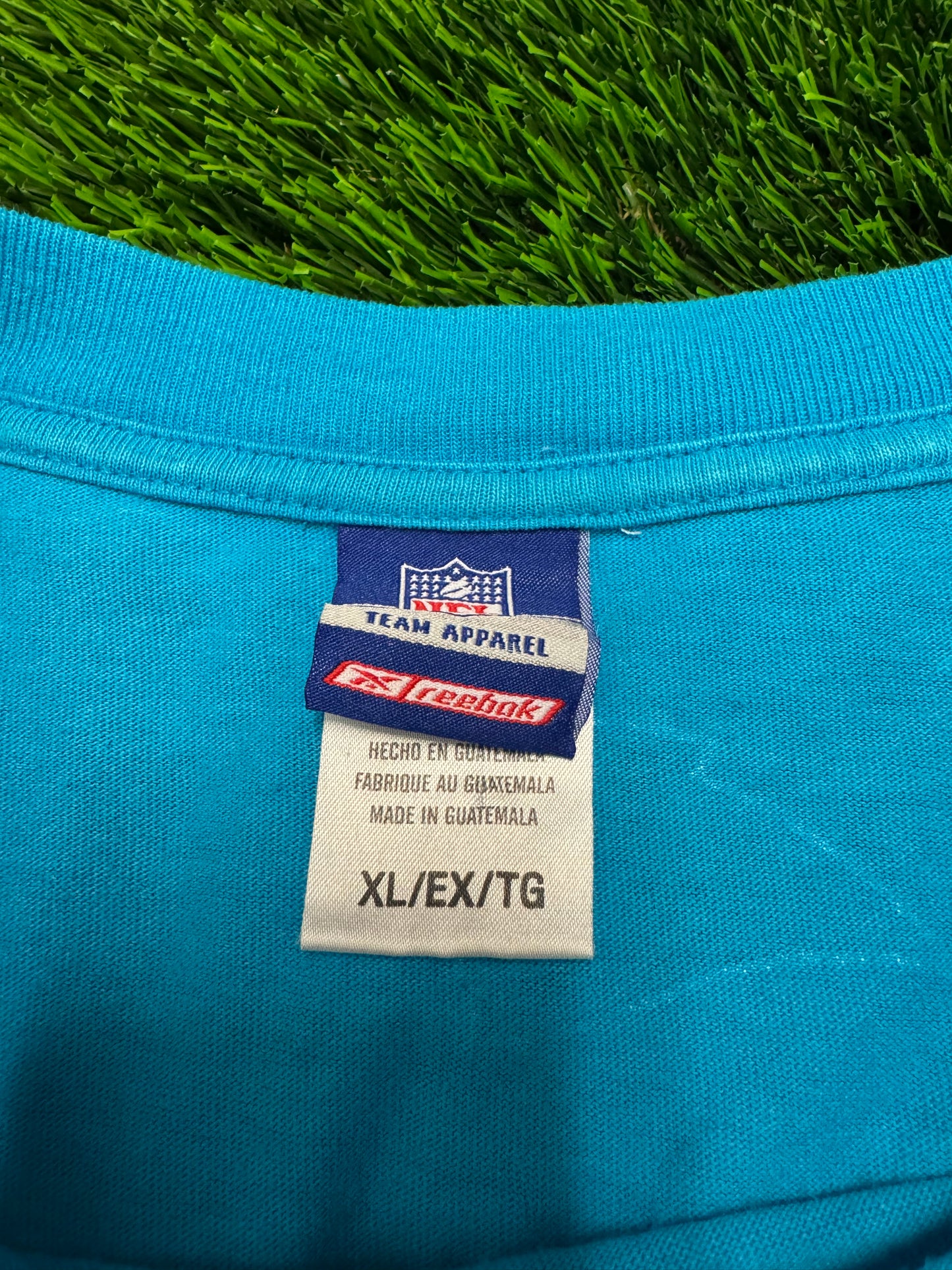 00s Carolina Panthers Blue Spell Out Cat Scratch Tee (XL)