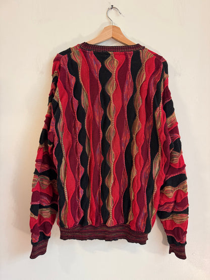 90s Protege 3D Knit Pink/Red Vintage Sweater (L)