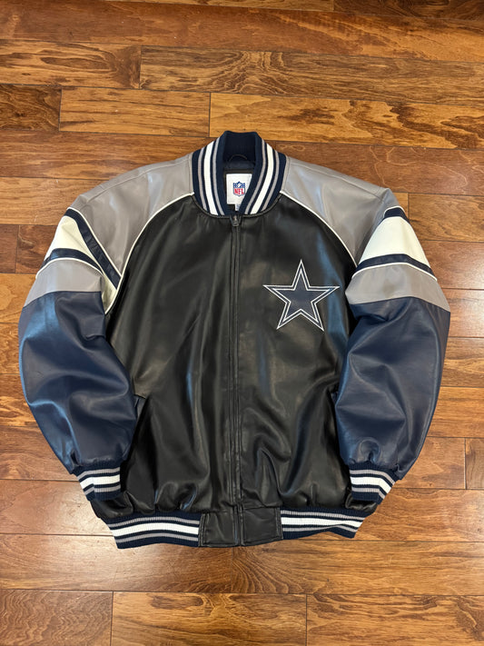 00s Dallas Cowboys Embroidered Leather Jacket (XL)
