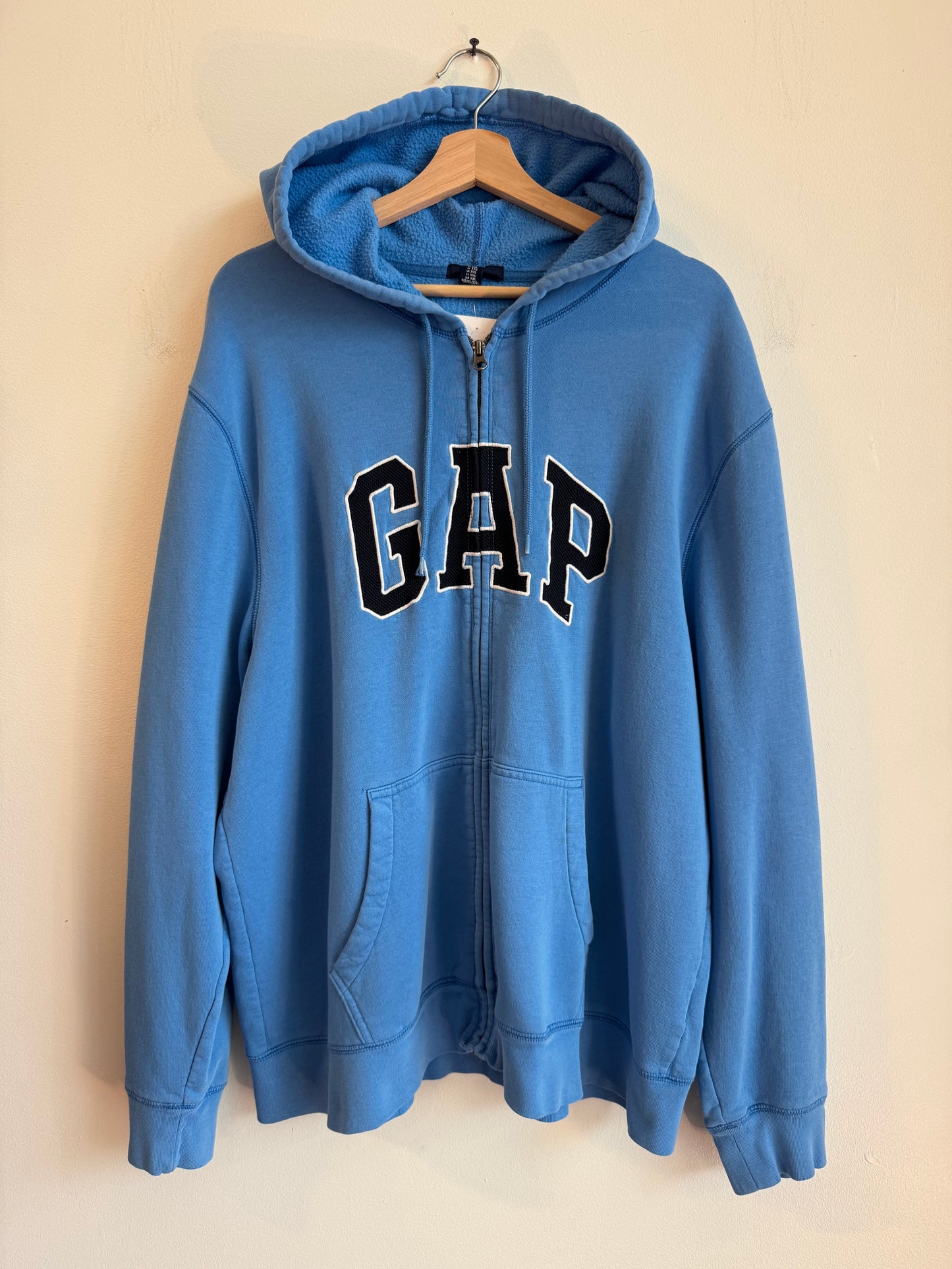 00s Gap Baby Blue Full Zip Spell Out Hoodie (XL)