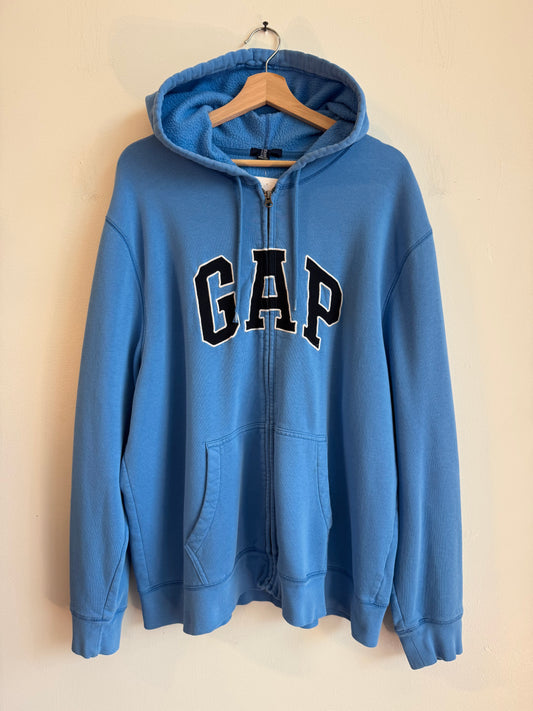 00s Gap Baby Blue Full Zip Spell Out Hoodie (XL)