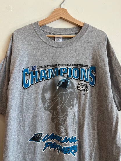2003 Carolina Panthers Super Bowl Conference Champions Grey Tee (XL)