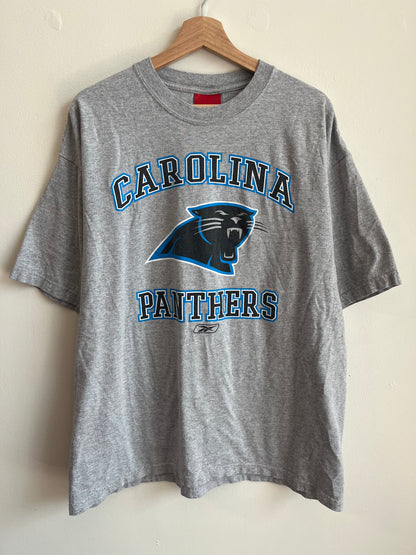 00s Carolina Panthers Reebok Spell Out NFL Grey Tee (L)
