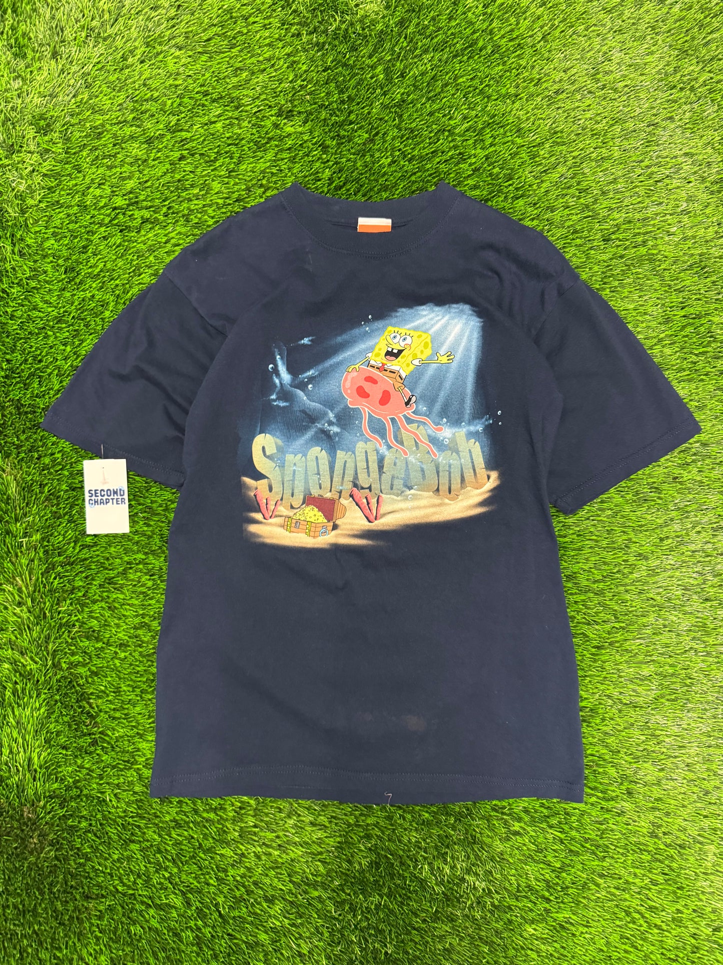 2002 Nickelodeon SpongeBob SquarePants Vintage Graphic Cartoon Tee (L)
