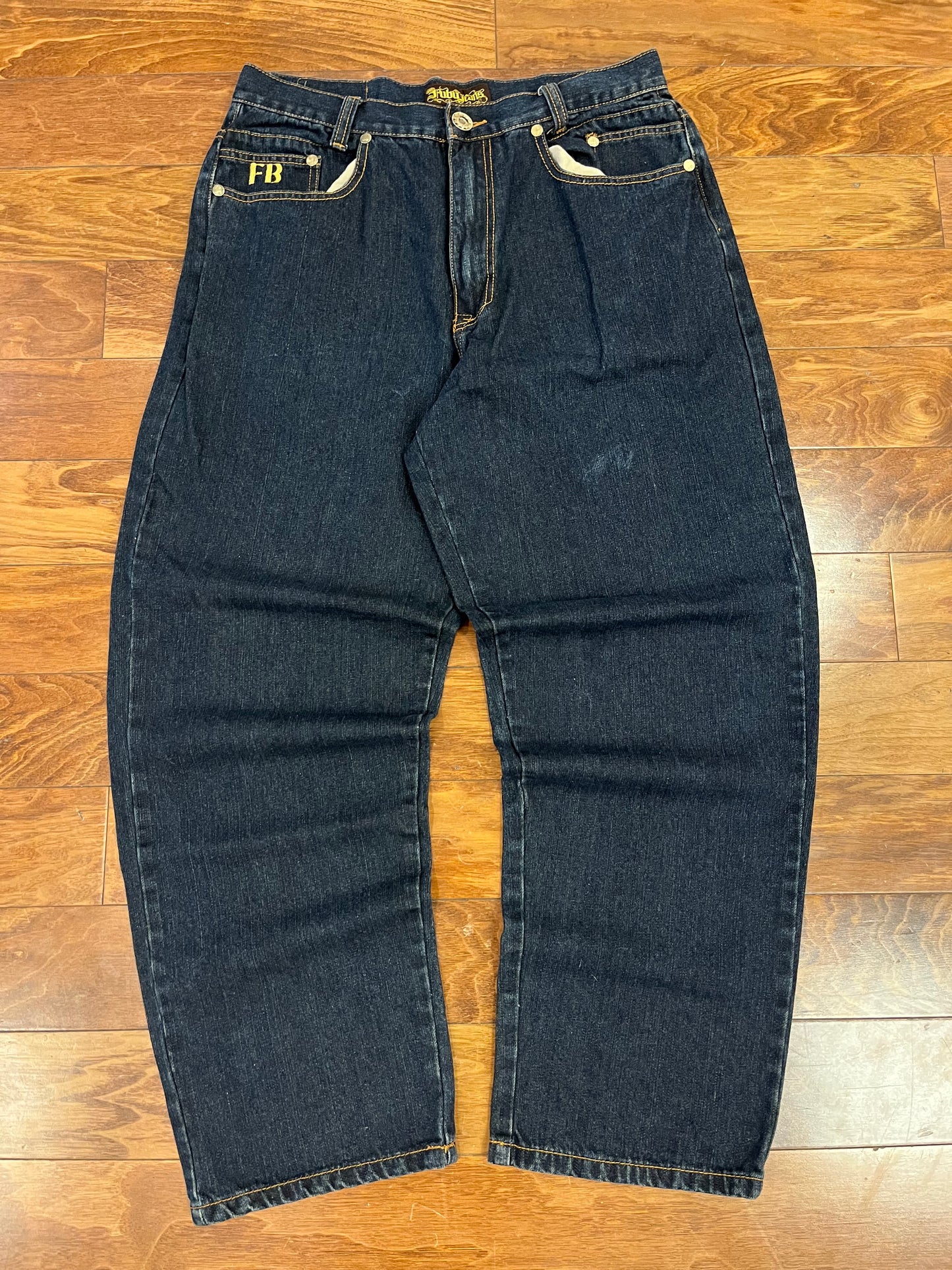 00s Fubu Embroidered Gold Accent Baggy Jeans (34 x 32)