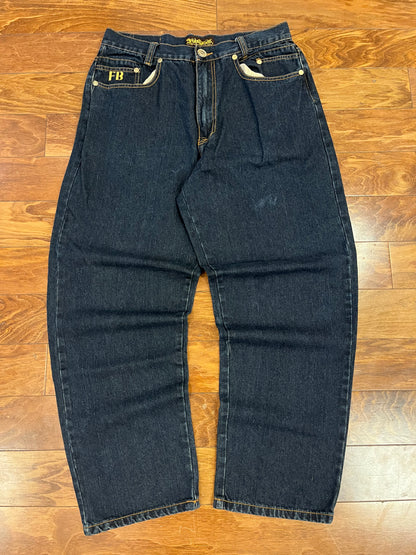00s Fubu Embroidered Gold Accent Baggy Jeans (34 x 32)
