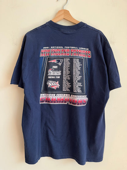 2001 New England Patriots AFC Champs Roster Tee (XL)