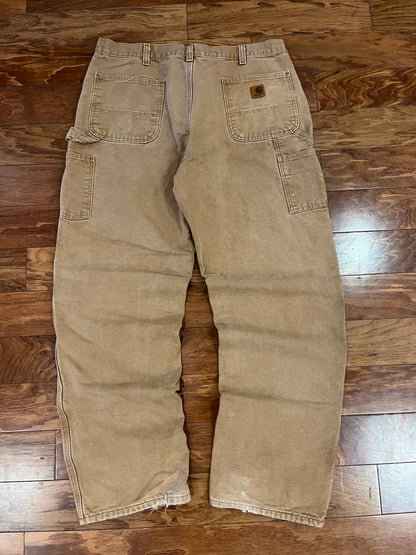2009 Carhartt Flannel Lined Tan Pants (38 x 34)