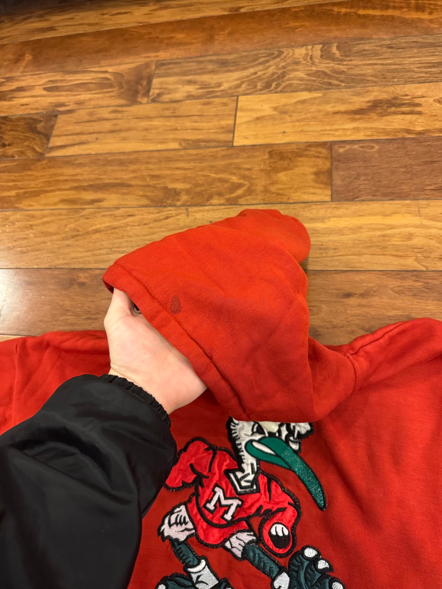 90s Miami Hurricanes Vintage Mascot Hoodie (L)