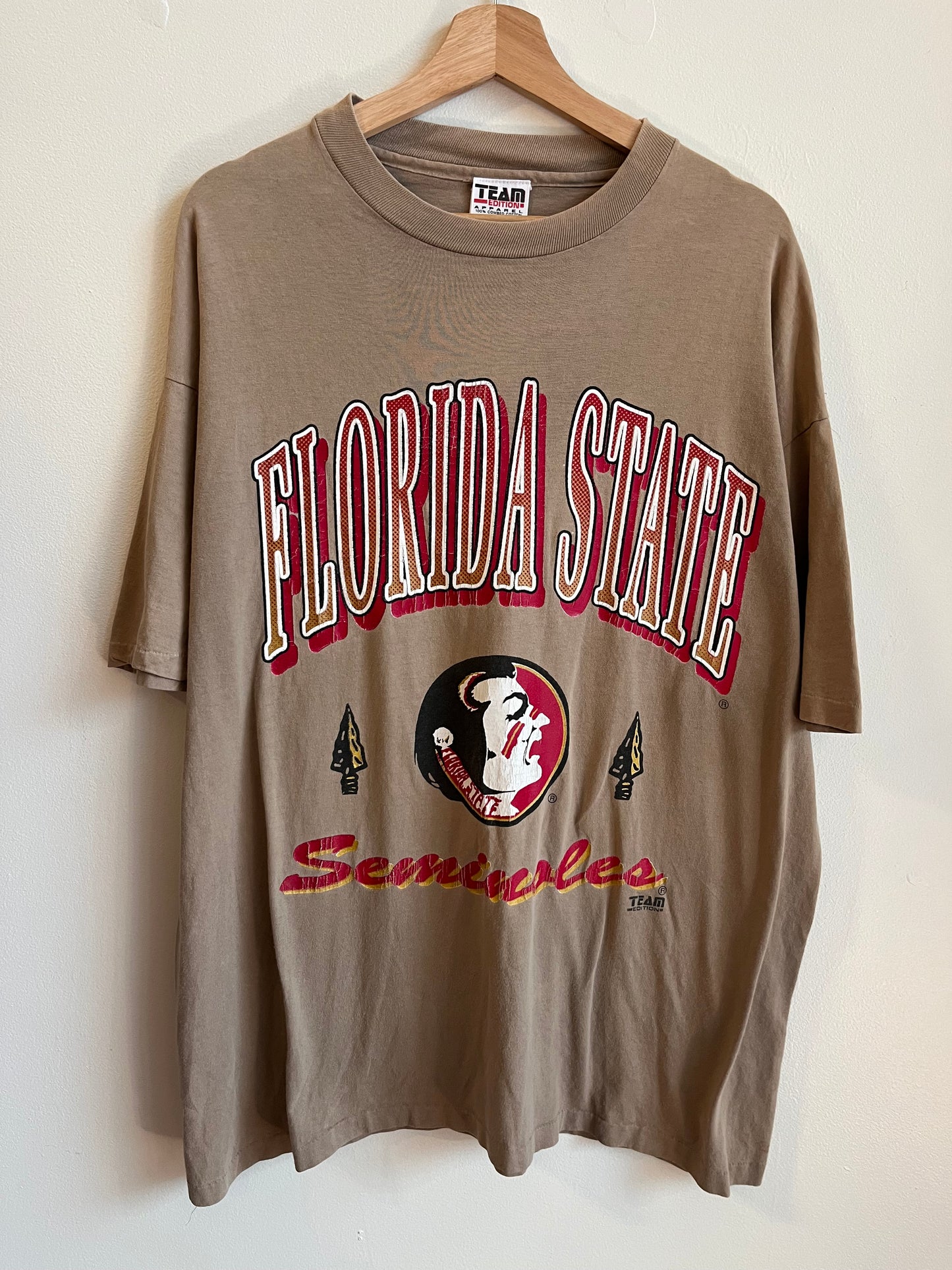 90s Florida State University FSU Team Edition Tan Tee (XL)